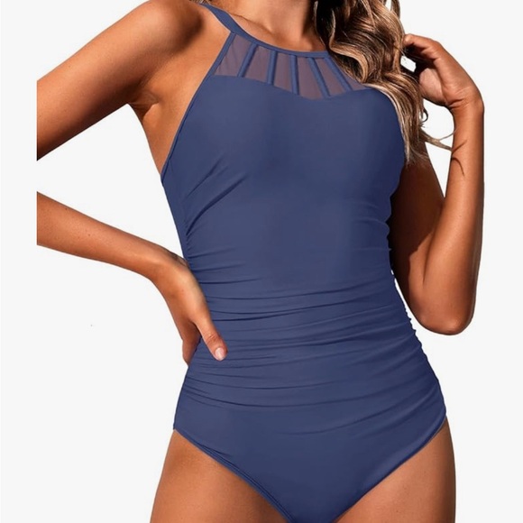 Holipick Women High Neck One Piece Swimsuit Tummy Control Modest Bathing Suit - Picture 4 of 9